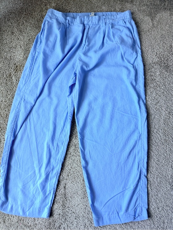 a new day Pants - A New Day Light Blue Linen-Blend Casual High Waist Pants